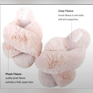 Halluci Blush Pink, Soft Plush Fleece Indoor or Outdoor Slippers, Medium (7-8)